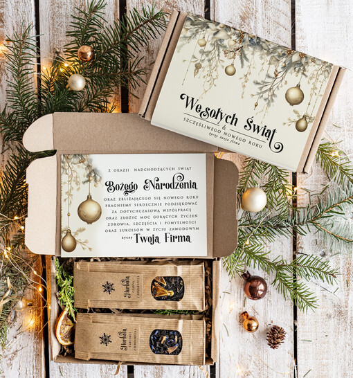  słodkie zestawy  eleganckie prezenty biznesowe, drobne prezenty swiateczne od firm z logo, drobne prezenty dla pracowników od firmy, firmowe zestawy świąteczne z herbatą