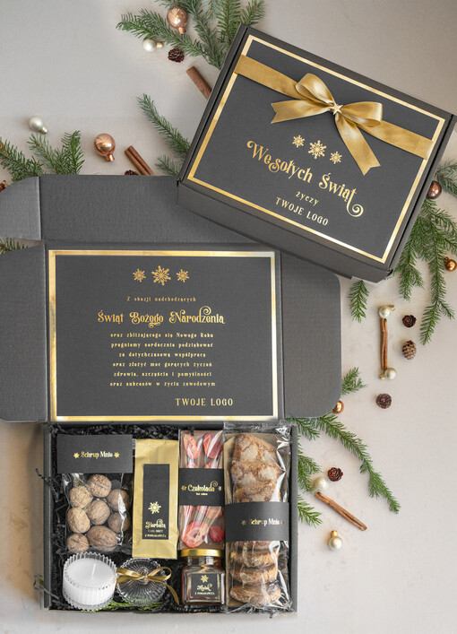  słodkie zestawy  kosze prezentowe dla firm, prezenty biznesowe  z kawą i herbatą, upominki na święta dla pracowników i kontrahentów, personalizowane prezenty firmowe, zestawy świąteczne z logo