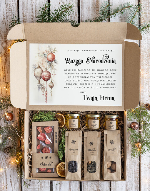  słodkie zestawy  Oryginalne prezenty świąteczne dla pracowników prezenty bożonarodzeniowe z logo prezent świąteczny dla klientów zestawy prezentowe z kawą i herbatą