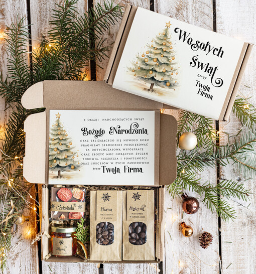 słodkie zestawy  Prezenty świąteczne dla klientów biznesowych drobne prezenty swiateczne od firm z logo, drobne prezenty dla pracowników od firmy, firmowe zestawy świąteczne 