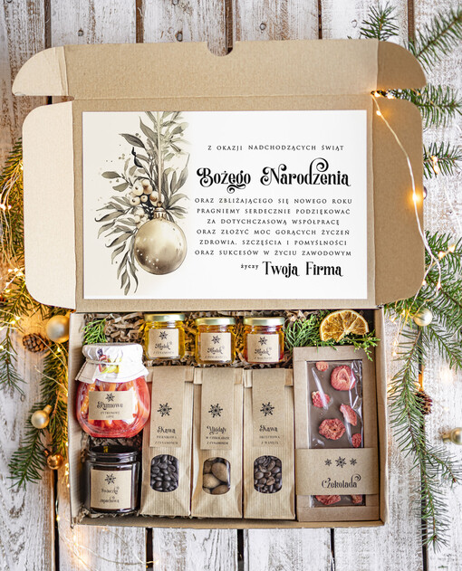  słodkie zestawy  Duże zestawy prezentowe na boże narodzenie dla klientów Prezent świąteczny dla klientów biznesowych z kawą, eleganckie prezenty świąteczne z miodam