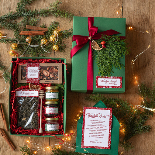  słodkie zestawy  prezenty świąteczne dla firm miodek, Upominki biznesowe z logo, Paczki świateczne dla Pracowników z Logo 