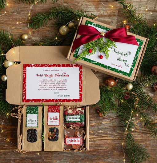  kawa  herbata miód Paczki świąteczne dla pracowników, prezenty biznesowe dla firm z kawą i herbatą, upominki na święta dla pracowników, paczki świąteczne dla pracowników i kontrahentów