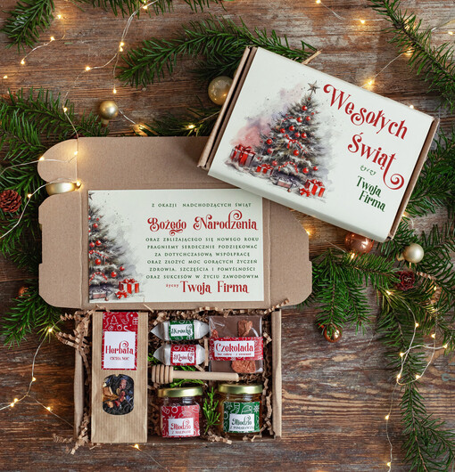  kawa  herbata miód świąteczne prezenty dla pracowników, prezenty biznesowe dla firm z kawą i herbatą, upominki na święta dla pracowników, paczki świąteczne dla pracowników i kontrahentów
