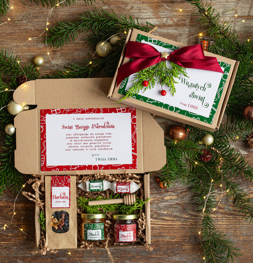  kawa  herbata miód Paczki świąteczne dla pracowników, prezenty biznesowe dla firm z kawą i herbatą, upominki na święta dla pracowników, paczki świąteczne dla pracowników i kontrahentów