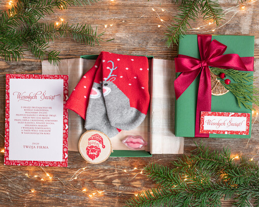  zestawy skarpetki, koszulki z nadrukiem Prezenty świąteczne dla klientów, Prezenty dla pracowników skarpetki