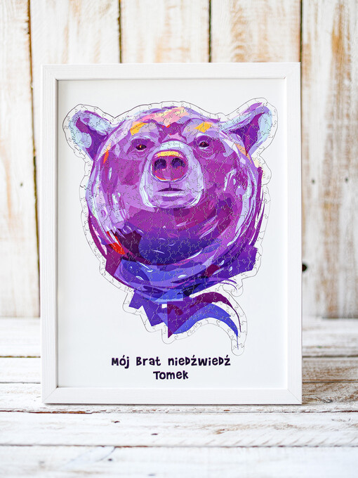  Puzzle, drewniane skrzynie, skarbonki prezenty świąteczne dla brata puzzle niedźwiedź   