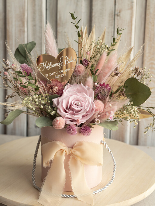  Prezenty dla Babci flowerbox z wieczną różą dla Babci i Dziadka, prezent dla Babci i Dziadka podziękowanie na weselu bukiet kwiatów, kompozycje z suszonych kwiatów