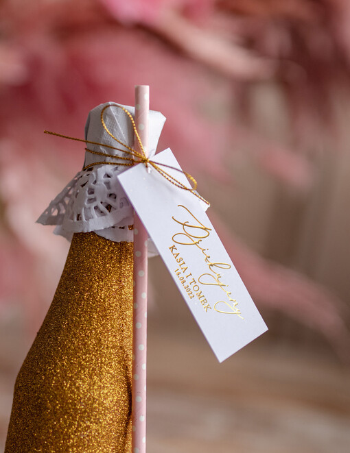  brokatowe butelki podziękowania podarunki dla gości weselnych brokatowy bezalkoholowy szampan