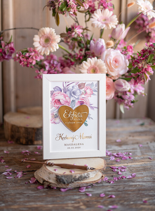  ramki, puzzle, ramki na zdjęcia  Prezent z okazji dnia Mamy ramka złote serduszko pamiątka dla mamy