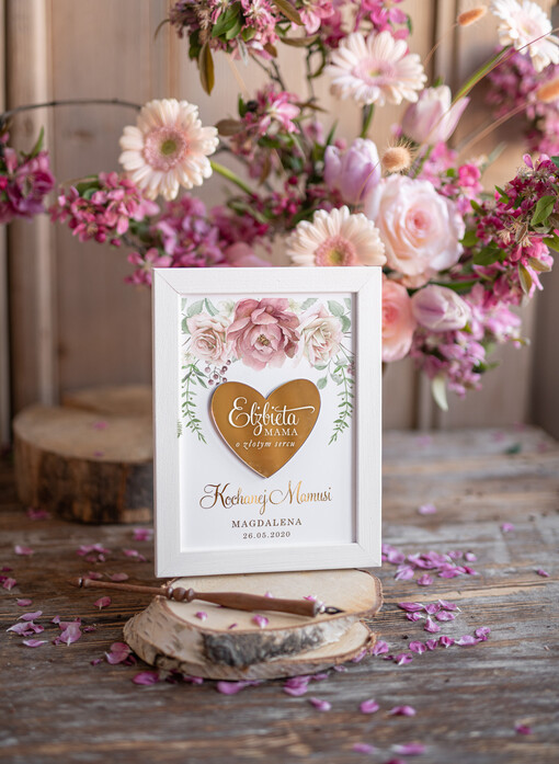  ramki, puzzle, ramki na zdjęcia  Prezent na dzien mamy ramka zlote serce dedykacja idealny podarunek na dzien mamy