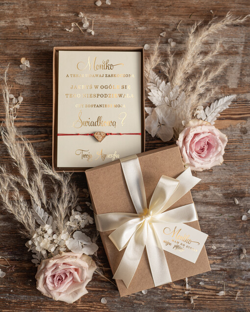  bransoletki i biżuteria dla świadkowej  Prośba o Świadkowanie  bransoletka geometryczne serce w pudełku Prezent dla Świadkowej - Czy Zostaniesz moja Świadkową 