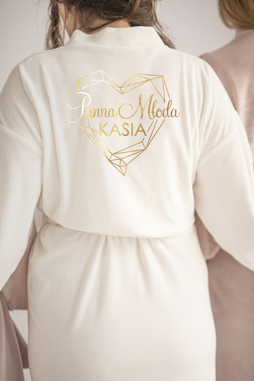  Szlafrok Ślubny dla Panny Młodej Welurowy Szlafrok dla Panny Młodej  ze Złotym Napisem Podomka z imieniem Panny młodej 