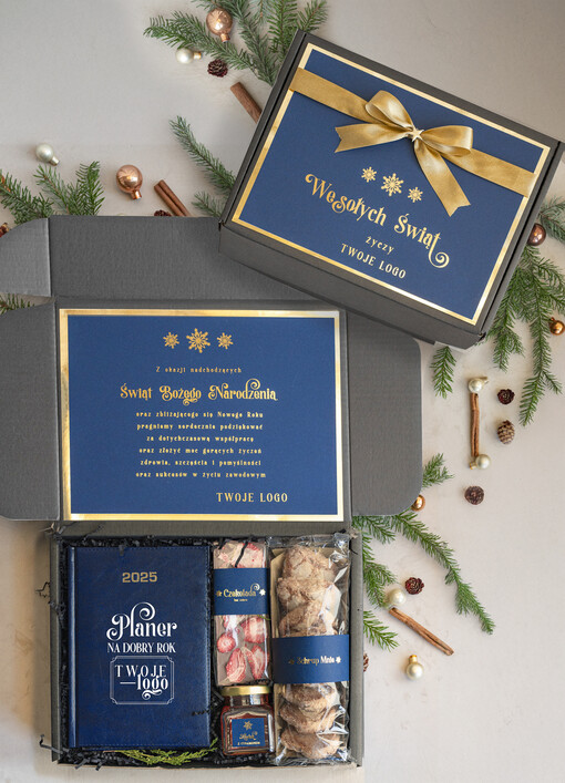  kalendarze  Prezenty świąteczne dla klientów zestaw z kalendarzem, Upominek biznesowy terminarz z Logo firmy , Prezent firmowy dla Klientów box kosz prezentowy