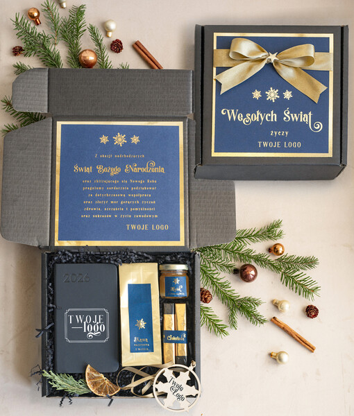  kalendarze  Prezenty świąteczne dla klientów zestaw z kalendarzem, Upominek biznesowy terminarz z Logo firmy , Prezent firmowy dla Klientów box kosz prezentowy
