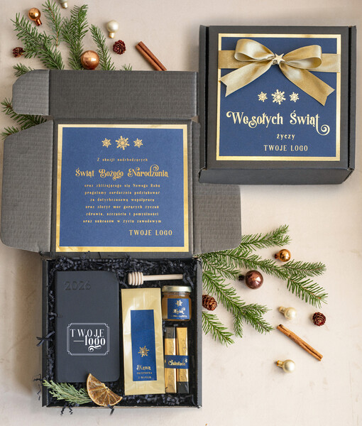  kalendarze  Prezenty świąteczne dla klientów zestaw z kalendarzem, Upominek biznesowy terminarz z Logo firmy , Prezent firmowy dla Klientów box kosz prezentowy