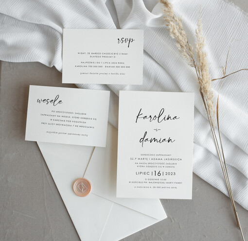  Proste i Nowoczesne  nowoczesne zaproszenia slubne w kolorze ecru, proste zaproszenia na ślub, delikatne zaproszenia slubne, eleganckie zaproszenia na slub, proste wzory zaproszeń 