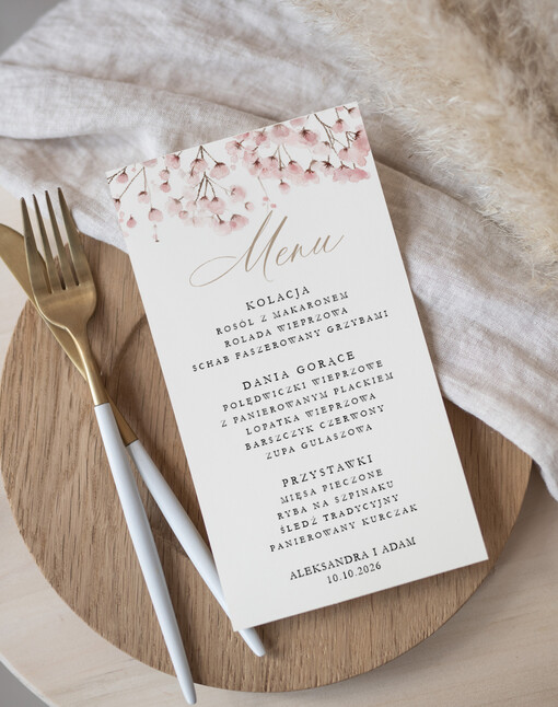  Nowoczesne prosta forma  menu na stoły weselne, karta dań na wesele, proste menu weselne w kolorze ecru, karta dań weselnych, menu weselne, plan podawania posiłków na weselu