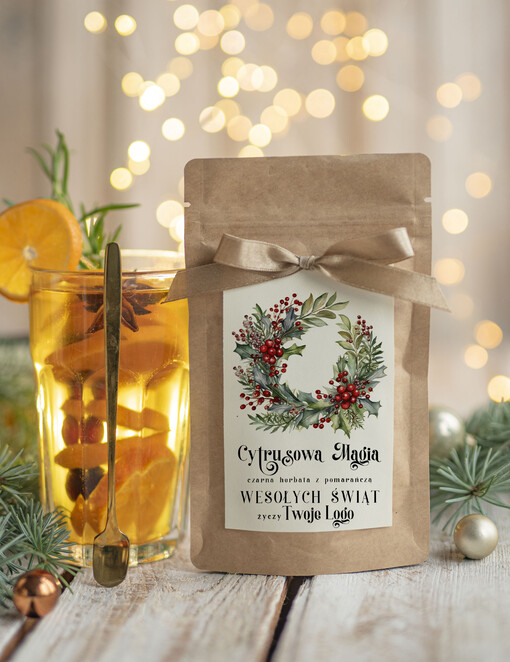  HERBATA KAWA herbata swiateczna prezent, Upominki firmowe na Boże Narodzenie herbata z pomarańczą, Herbata świąteczna drobne prezenty na święta dla pracowników, bożonarodzeniowy prezent herbata świateczna