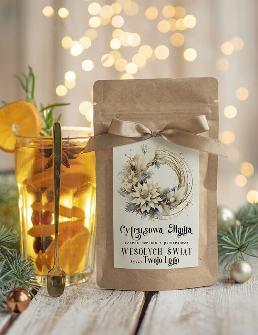  HERBATA KAWA herbata swiateczna prezent, Upominki firmowe na Boże Narodzenie herbata z pomarańczą, Herbata świąteczna drobne prezenty na święta dla pracowników, bożonarodzeniowy prezent herbata świateczna