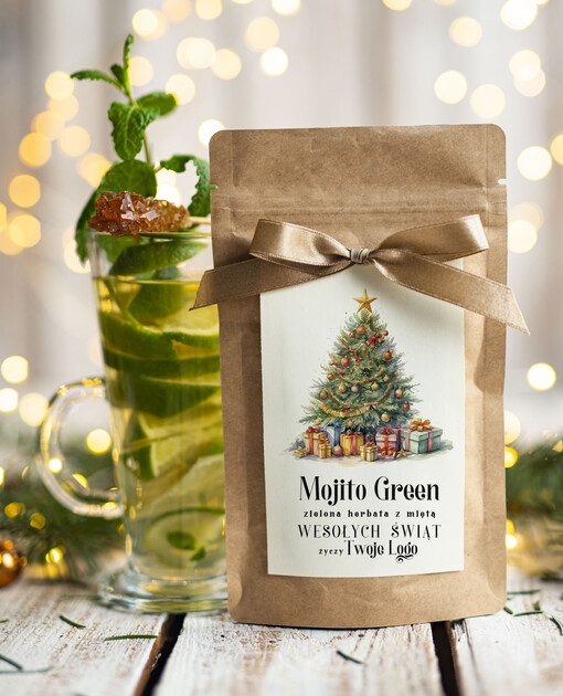  HERBATA KAWA herbata swiateczna prezent, Upominki firmowe na Boże Narodzenie zielona herbata mojito, Herbata świąteczna drobne prezenty na święta dla pracowników, bożonarodzeniowy prezent herbata świateczna
