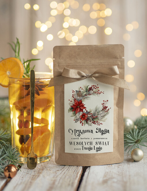  HERBATA KAWA herbata swiateczna prezent, Upominki firmowe na Boże Narodzenie herbata z pomarańczą, Herbata świąteczna drobne prezenty na święta dla pracowników, bożonarodzeniowy prezent herbata świateczna