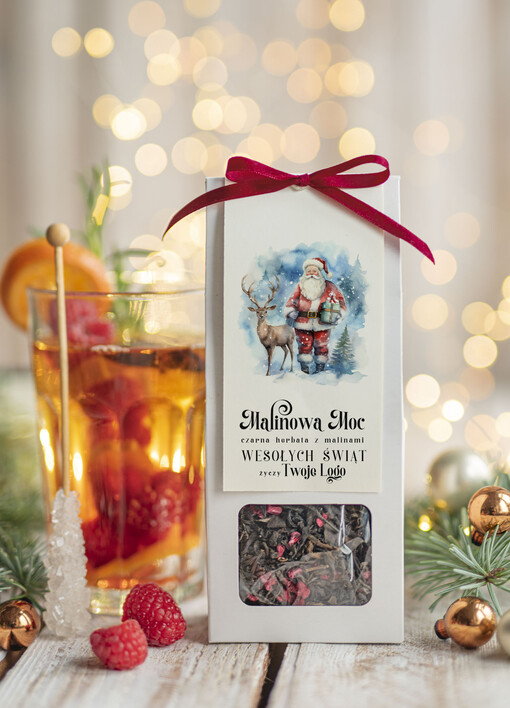  HERBATA KAWA herbata swiateczna prezent, Upominki firmowe na Boże Narodzenie czarna herbata malinowa, Herbata świąteczna drobne prezenty na święta dla pracowników, bożonarodzeniowy prezent herbata świateczna