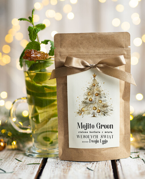  HERBATA KAWA herbata swiateczna prezent, Upominki firmowe na Boże Narodzenie zielona herbata mojito, Herbata świąteczna drobne prezenty na święta dla pracowników, bożonarodzeniowy prezent herbata świateczna