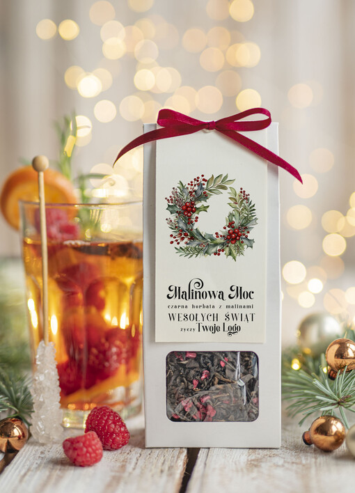  HERBATA KAWA herbata swiateczna prezent, Upominki firmowe na Boże Narodzenie czarna herbata malinowa, Herbata świąteczna drobne prezenty na święta dla pracowników, bożonarodzeniowy prezent herbata świateczna