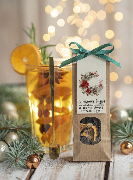  HERBATA KAWA herbata swiateczna prezent, Upominki firmowe na Boże Narodzenie zielona herbata z pomarańczą, Herbata świąteczna drobne prezenty na święta dla pracowników, bożonarodzeniowy prezent herbata świateczna