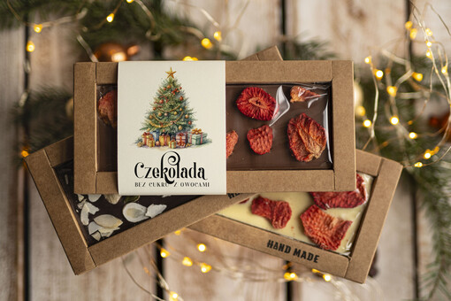  CZEKOLADA/ pralinki/ bomboniery Drobne prezenty dla firm ręcznie robiona czekolada, Czekolada świąteczna bez cukru z logo, drobne upominki na święta dla pracowników, świąteczne gadżety  kontrahentów,