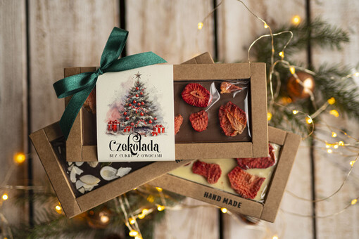  CZEKOLADA/ pralinki/ bomboniery Drobne prezenty dla firm ręcznie robiona czekolada, Czekolada świąteczna bez cukru z logo, drobne upominki na święta dla pracowników, świąteczne gadżety  kontrahentów,