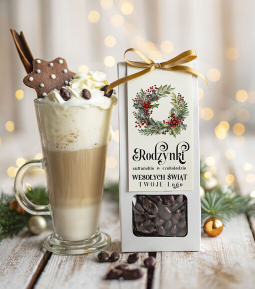  CHRUPKIE DODATKI rodzynki w czekoladzie drobne prezenty biznesowe dla firm, drobne słodycze upominki na święta dla pracowników, prezent bożonarodzeniowy dla pracowników i kontrahentów, drobne prezenty firmowe