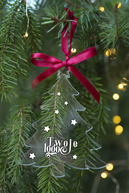  Bombki ZAWIESZKI na choinkę Prezent Biznesowy Na Święta z Logo Plexi Zawieszka z logo na choinkę dla firm idealny upominek B2B