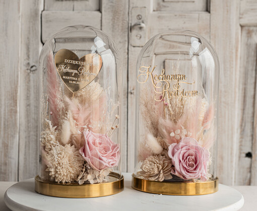  Kompozycje Kwiatowe / Flowerboxy ślubne podziekowania dla rodzicow prezent dla mamy i taty na wesele kwiaty w kopule kompozycja z kwiatów suszonych pomysł na prezent dla rodziców, wieczne róże