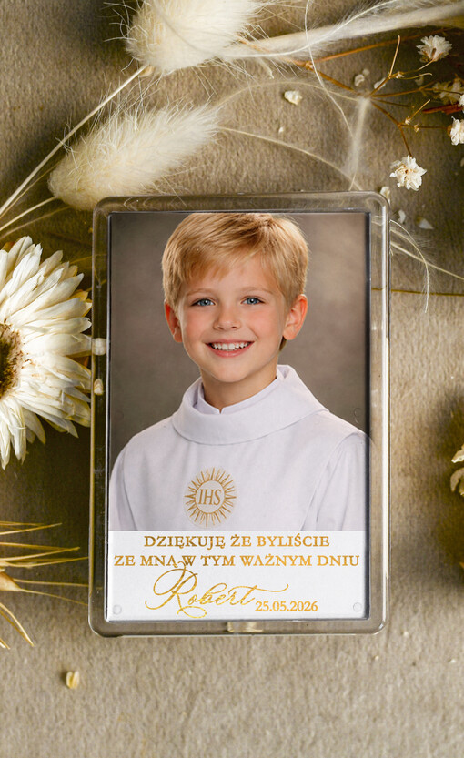  podziękowania dla gości magnez ze zdjęciem podziękowania dla gości na komunii, Upominki dla gości komunijnych magnesy na lodówkę 
