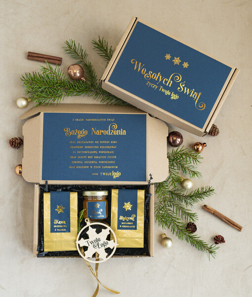  mini zestawy  upominki świąteczne dla klientów z logo firmy Mini boxy prezentowe biznesowe Upominki 