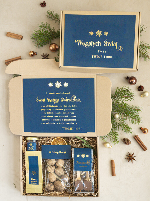  mini zestawy  upominki świąteczne dla klientów z logo firmy Mini boxy prezentowe biznesowe Upominki 
