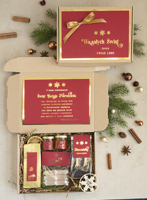  mini zestawy  upominki świąteczne dla klientów z logo firmy Mini boxy prezentowe biznesowe Upominki 