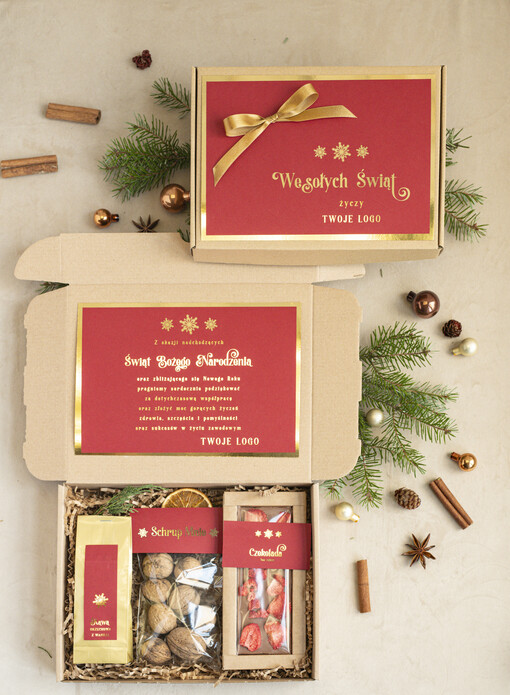  mini zestawy  upominki świąteczne dla klientów z logo firmy Mini boxy prezentowe biznesowe Upominki 