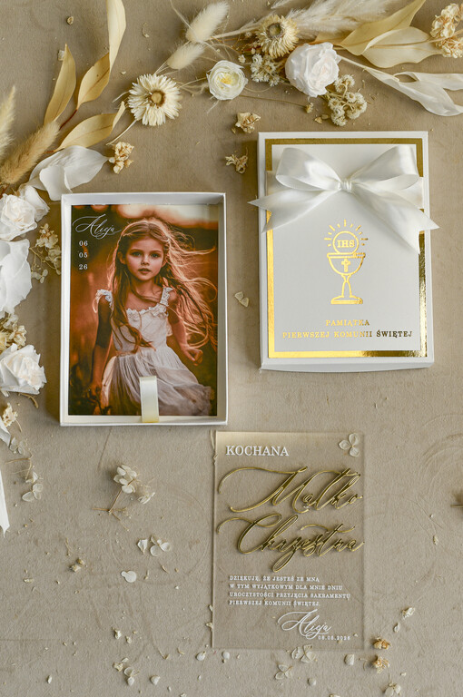  podziękowania w pudełku  personalizowane podziękowanie dla rodziców chrzestnych, podziękowanie dla Matki Chrzestnej ze zdjęciem 