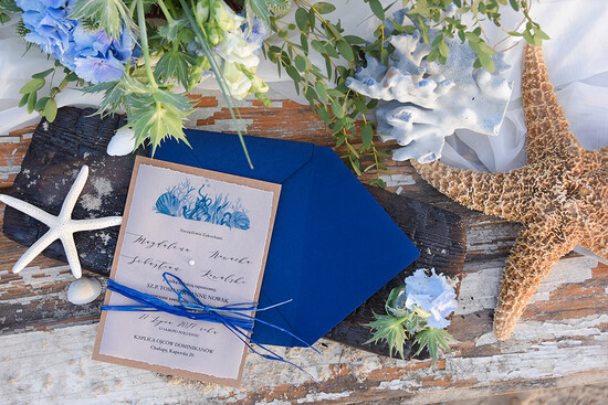 Zaproszenia ślubne morskie / marine niebieskie zaproszenia i zawiadomienia na ślub morskie na wesele nad morzem   01/mor/z