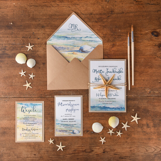 Zaproszenia ślubne morskie / marine orginalne zaproszenia ślubne, marine dla miłośników morza i wody 62/CC/z