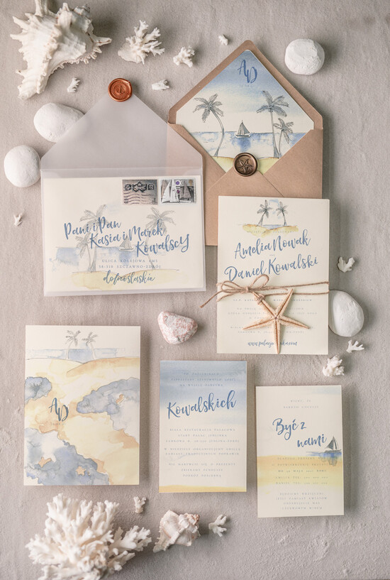 Zaproszenia ślubne morskie / marine modne zaproszenia weselne, morskie na nadmorskie wesele w kurorcie 1/morS/z