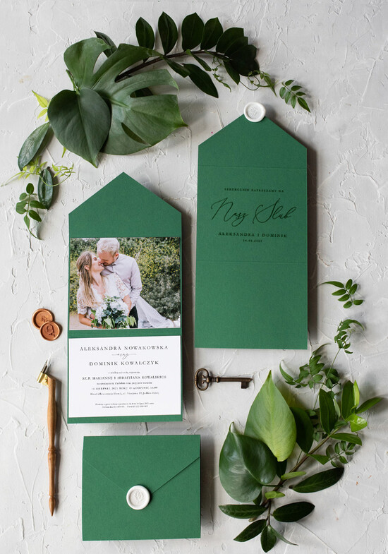 Zaproszenia ślubne Ze zdjęciem  rustykalne zaproszenia ślubne ze zdjęciem foto zaproszenie na ślub zielone Zaprosznie na ślub minima 02/foldB/z