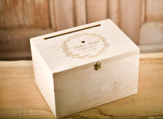 Pudełko na koperty  DREWNIANE drewniana skrzynka na koperty ślubne rustykalna z grawerem imiona i data   13/dr/kopr