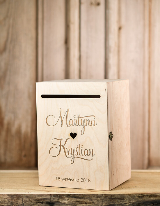 Pudełko na koperty  DREWNIANE pudełko na koperty ślubne, personalizowane drewno grawer wasze imiona i data 14/dr/kopr