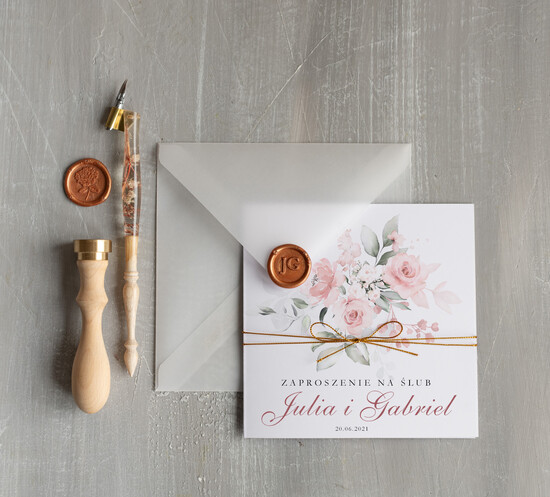 Zaproszenia ślubne Natura najpiękniejsze zaproszenia ślubne delikatne róże w pastelowych odcieniach  03/harm/z