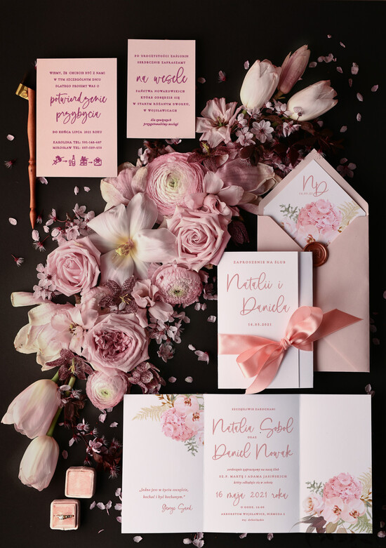 Zaproszenia ślubne Natura Proste Boho Zaproszenia Ślubne Kwiaty  Kokarda Zaproszenia na Ślub Delikatne Zaproszenie Ślubne 02/foldroz/z