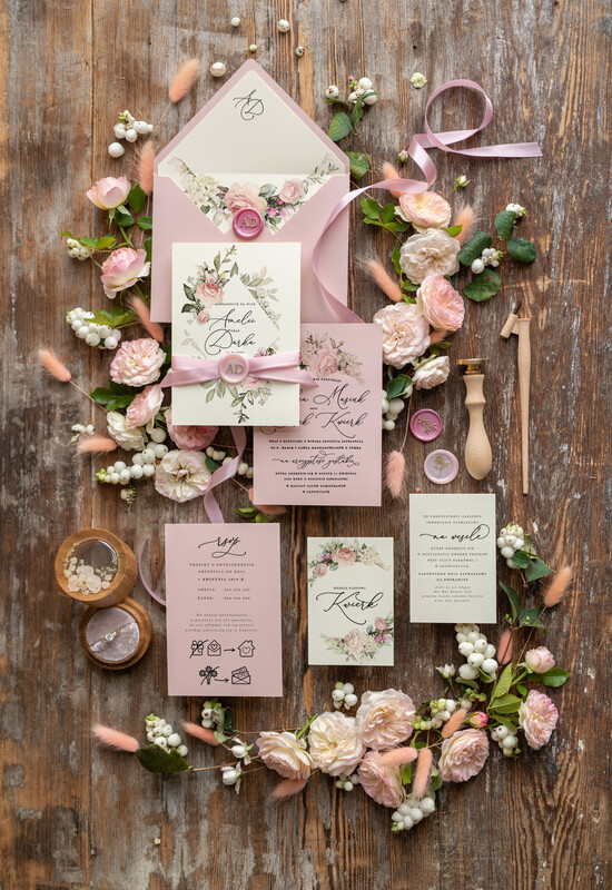 Zaproszenia ślubne Natura eleganckie zaproszenia na ślub idealne na letnie uroczystościi 100/roselak/z